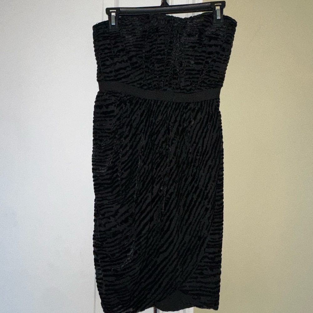 City Studios Black Textured Strapless Dress
